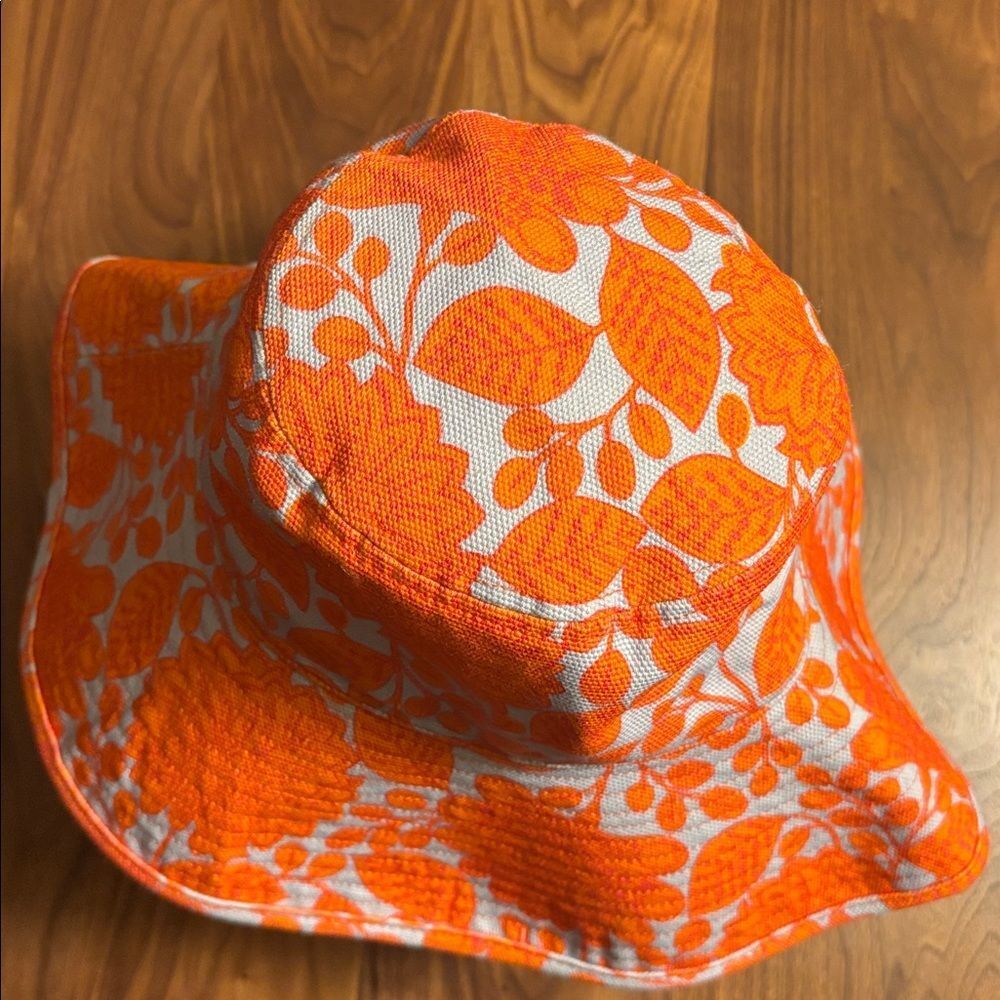 Boden Orange Floral Beach Hat - Picture 3 of 6